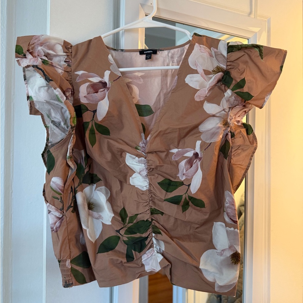 Express Brown Floral Blouse